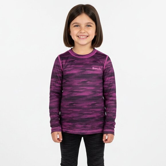 BENCH Girls' Magenta & Black Swirl Thermal Long Sleeve Shirt Winter Outdoors NEW - Picture 1 of 6